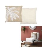 Coussin Palmier marron/blanc - 40x40 cm