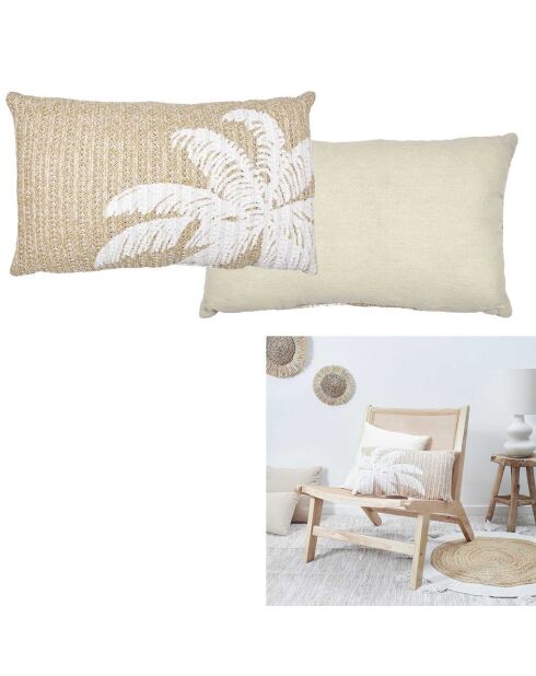 Coussin Palmier marron/blanc - 30x50 cm