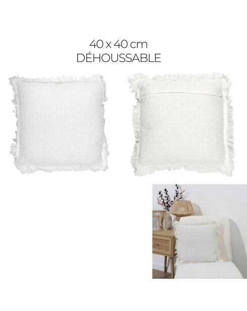 Coussin Gaufre ivoire - 40x40 cm