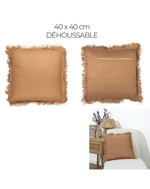 Coussin Gaufre ocre - 40x40 cm