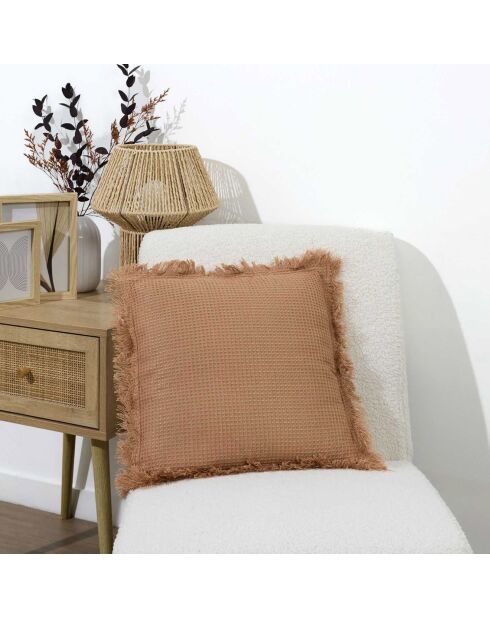 Coussin Gaufre ocre - 40x40 cm