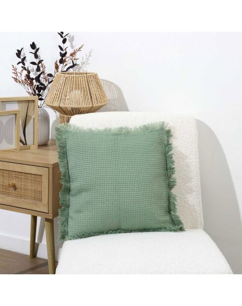 Coussin Gaufre vert sauge - 40x40 cm