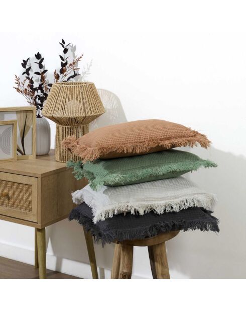 Coussin Gaufre anthracite - 40x40 cm