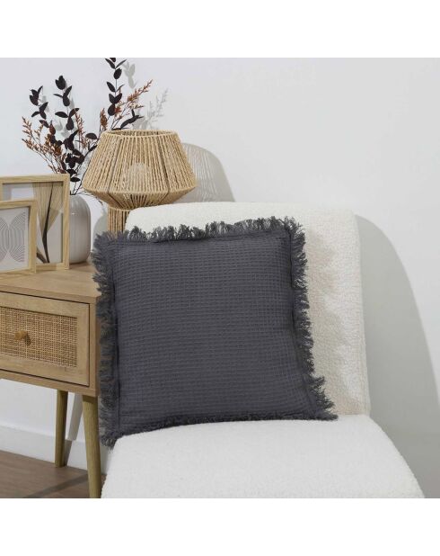 Coussin Gaufre anthracite - 40x40 cm