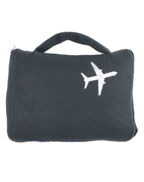 Plaid polaire avion avec housse noir - 120x150cm