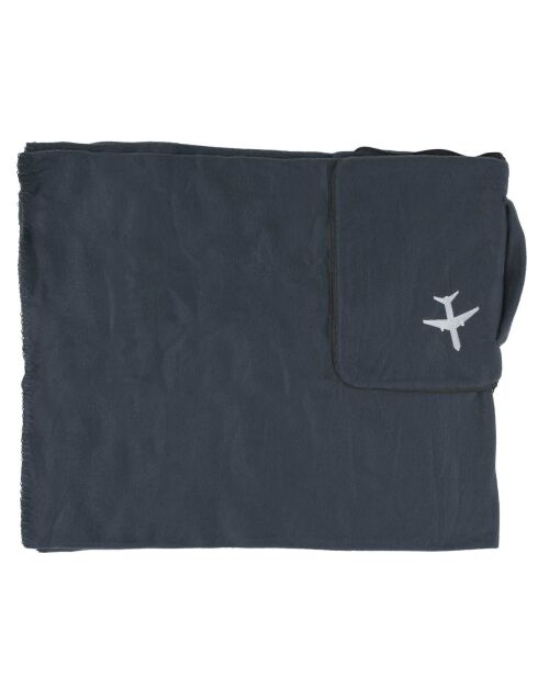 Plaid polaire avion avec housse noir - 120x150cm