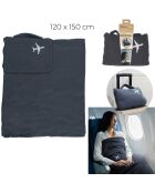 Plaid polaire avion avec housse noir - 120x150cm