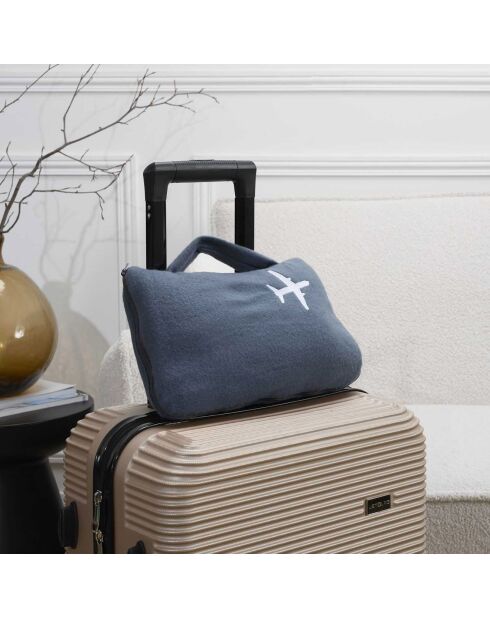 Plaid polaire avion avec housse noir - 120x150cm