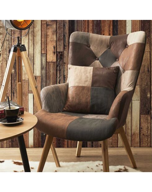 Coussin Patchwork déhoussable multicolore - 40x40 cm