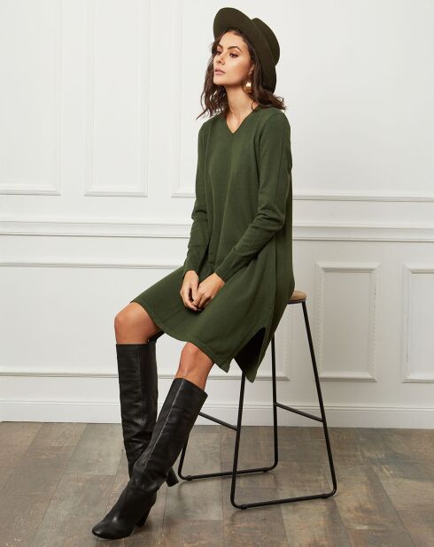Robe en Cachemire mélangé Farel verte