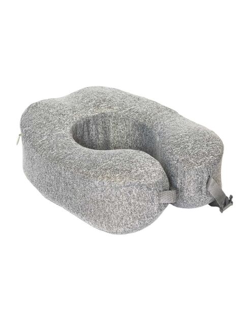 Coussin de voyage mémoire de forme enroulable gris - 27.5x37.5x7.5 cm