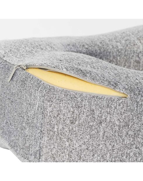 Coussin de voyage mémoire de forme enroulable gris - 27.5x37.5x7.5 cm