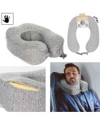 Coussin de voyage mémoire de forme enroulable gris - 27.5x37.5x7.5 cm