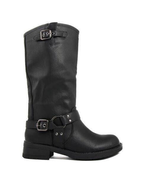 Bottes style biker Paloma noires - Talon 8 cm