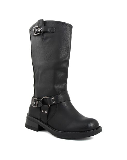 Bottes style biker Paloma noires - Talon 8 cm