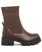 Bottes style chaussettes Thaïs marron - Talon 5 cm