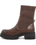 Bottes style chaussettes Thaïs marron - Talon 5 cm