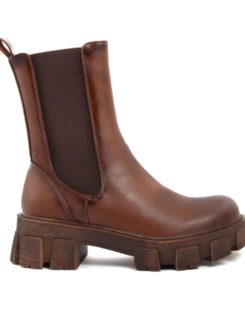 Bottes style combat Sybille marron  - Talon 5 cm