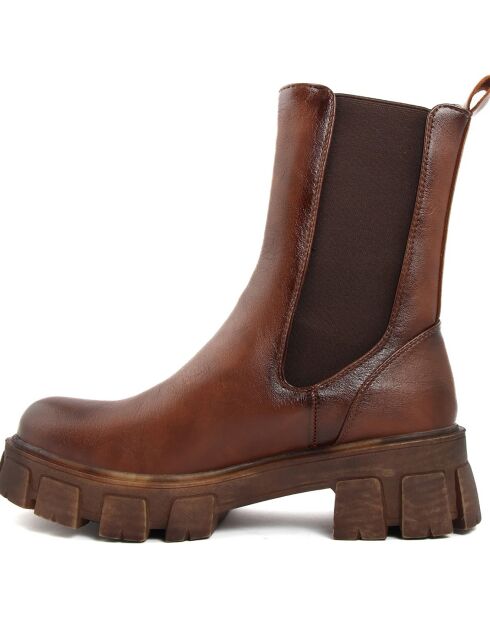 Bottes style combat Sybille marron  - Talon 5 cm