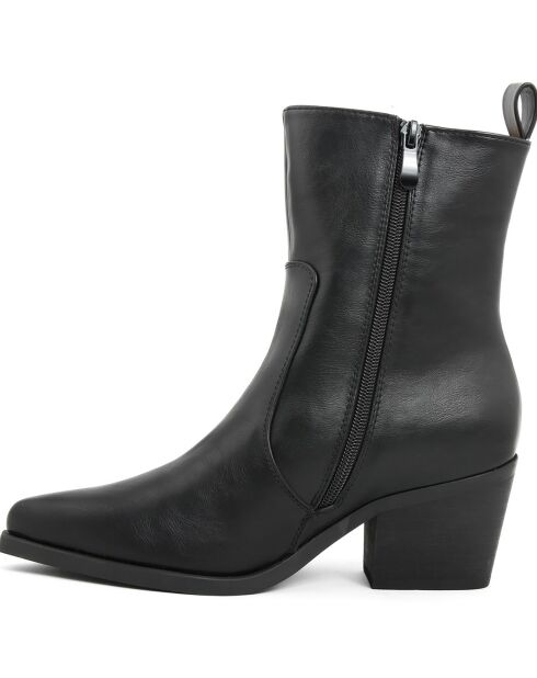 Bottines style texas Tess noires - Talon 6.5 cm