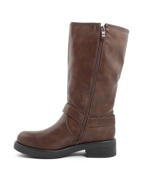 Bottes bikers Sixtine marron - Talon 4 cm