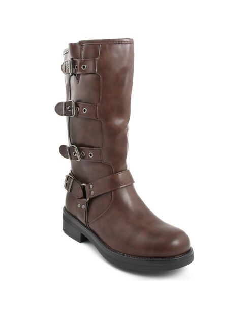 Bottes bikers Sixtine marron - Talon 4 cm