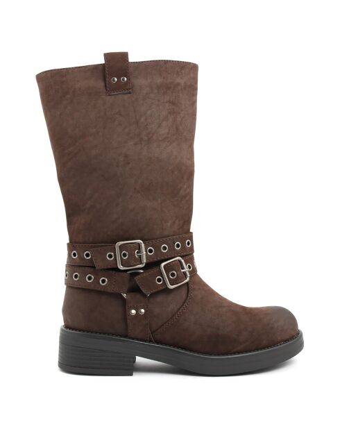 Bottes bikers Sarah café - Talon 4 cm
