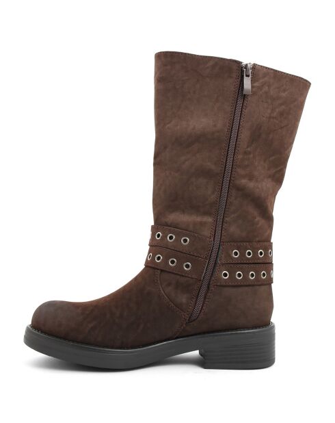 Bottes bikers Sarah café - Talon 4 cm