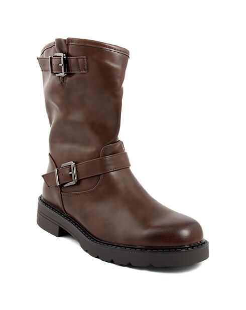 Bottines bikers Rita café  - Talon 4 cm
