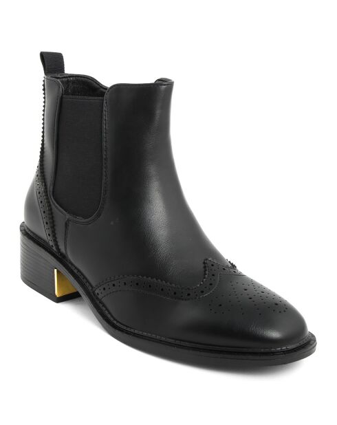Bottines oxford Suzanne noires - Talon 4 cm