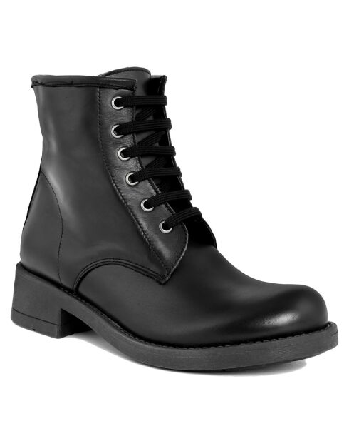 Bottines en cuir Garance noires - Talon 4 cm