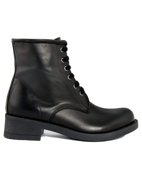 Bottines en cuir Garance noires - Talon 4 cm