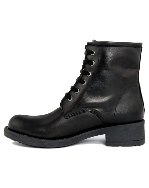 Bottines en cuir Garance noires - Talon 4 cm