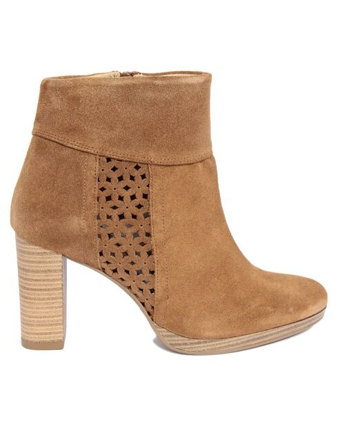 Bottines en suède Charlotte écorce - Talon 8 cm