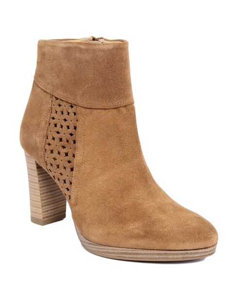 Bottines en suède Charlotte écorce - Talon 8 cm