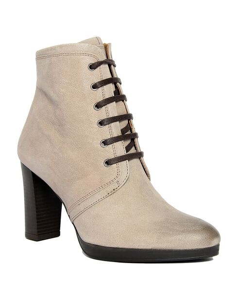 Bottines en cuir Avril truffe - Talon 8.5 cm