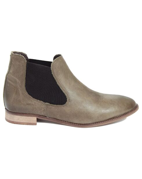 Bottines en cuir Camille olive -