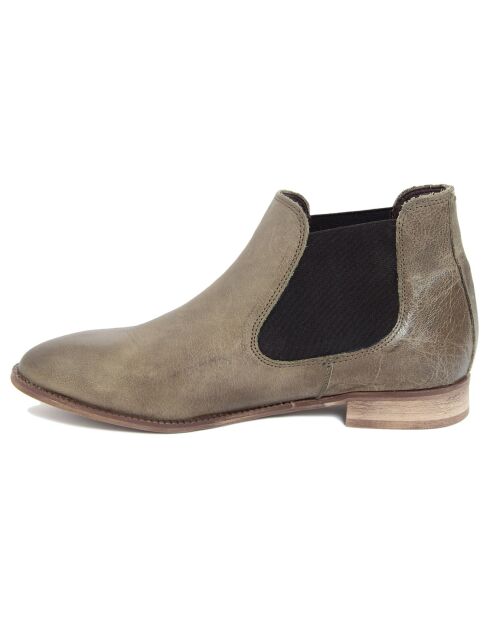 Bottines en cuir Camille olive -