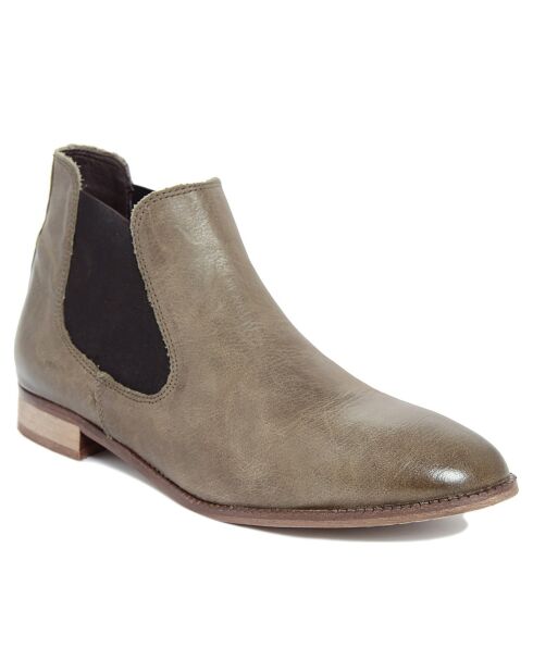 Bottines en cuir Camille olive -