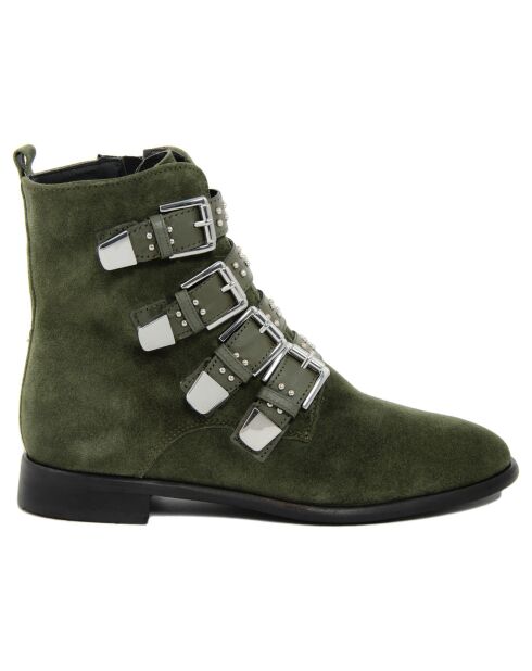 Bottines en cuir Bérénice kaki -