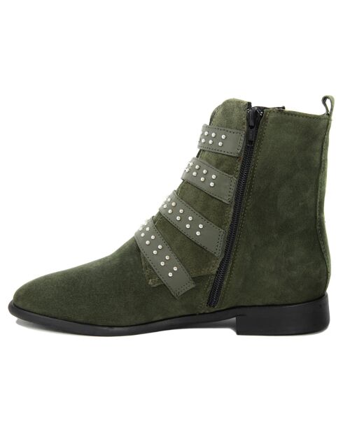 Bottines en cuir Bérénice kaki -