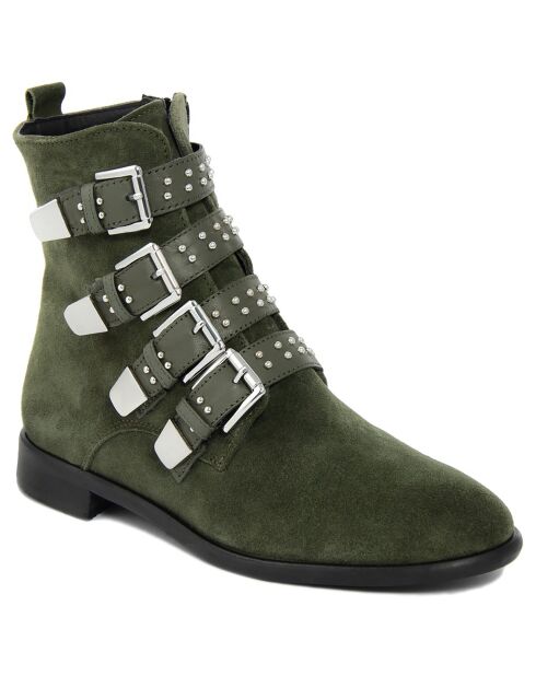 Bottines en cuir Bérénice kaki -
