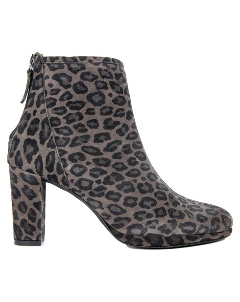 Bottines en cuir Daphné graphite - Talon 8 cm