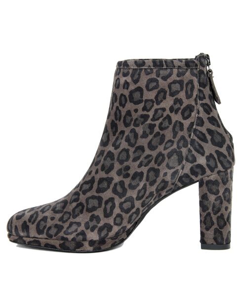 Bottines en cuir Daphné graphite - Talon 8 cm
