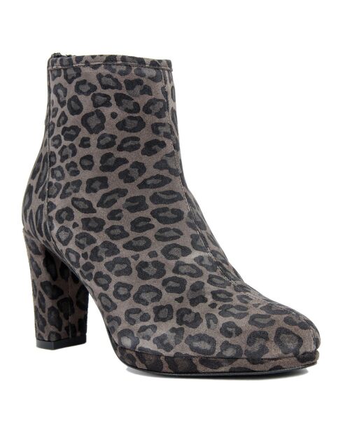 Bottines en cuir Daphné graphite - Talon 8 cm