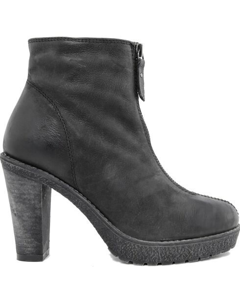 Bottines en cuir Clémence noires - Talon 10 cm