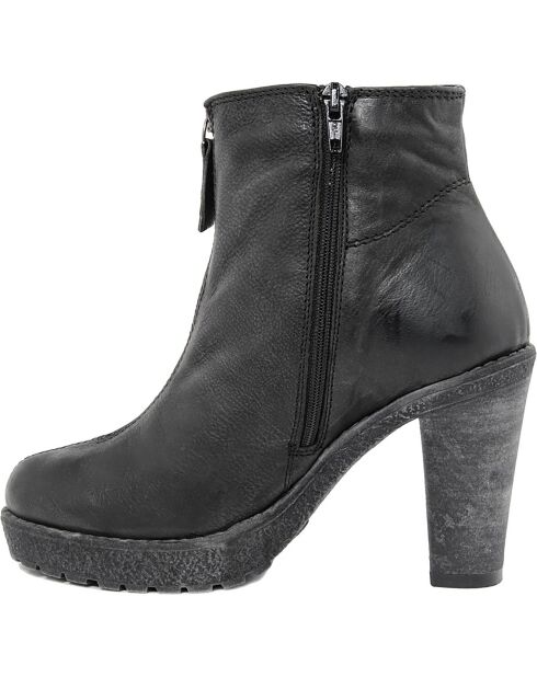 Bottines en cuir Clémence noires - Talon 10 cm