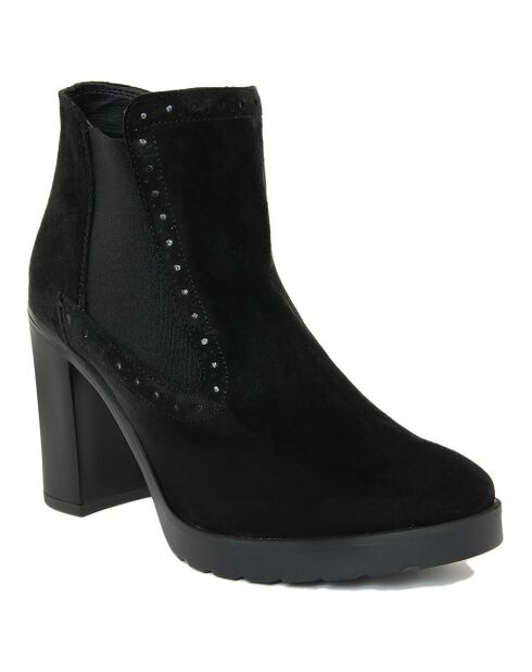 Bottines en suède Ambre noires - Talon 9 cm