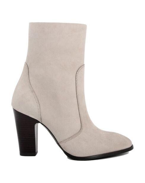 Bottines en cuir Déborah taupe - Talon 9 cm