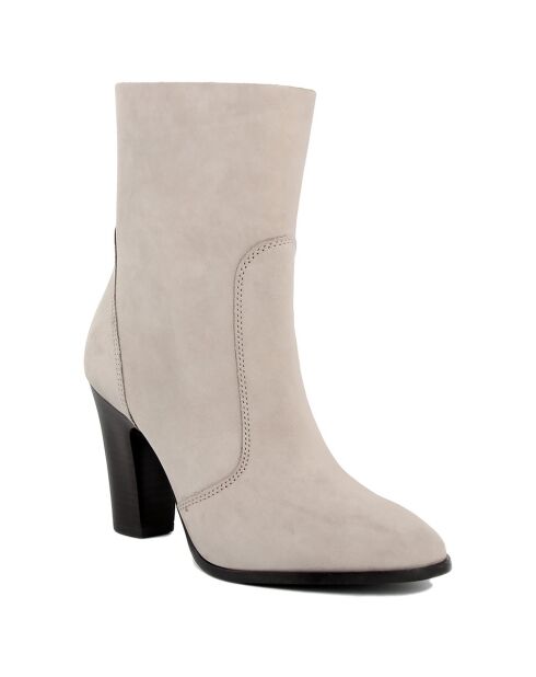 Bottines en cuir Déborah taupe - Talon 9 cm